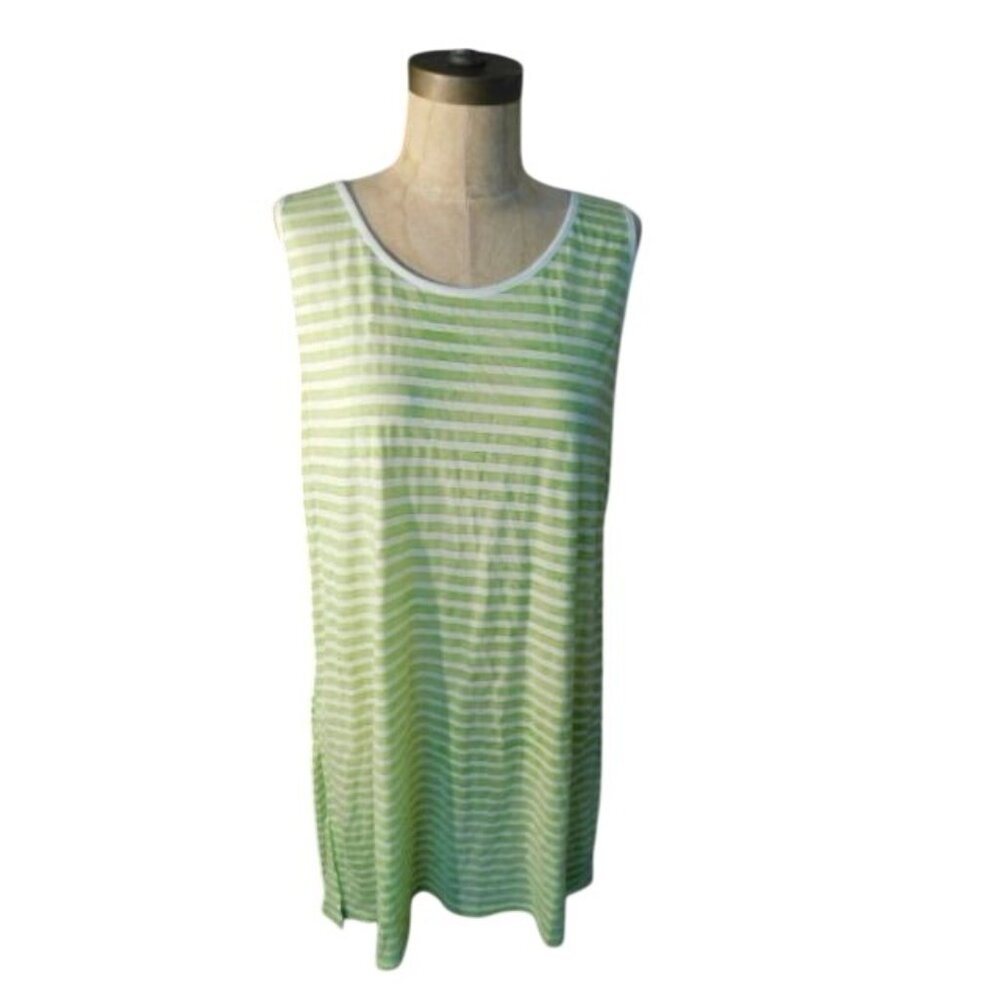 Focus Casual Life Size L Large Striped Soft knit Tunic Style Tank Top NWT $39